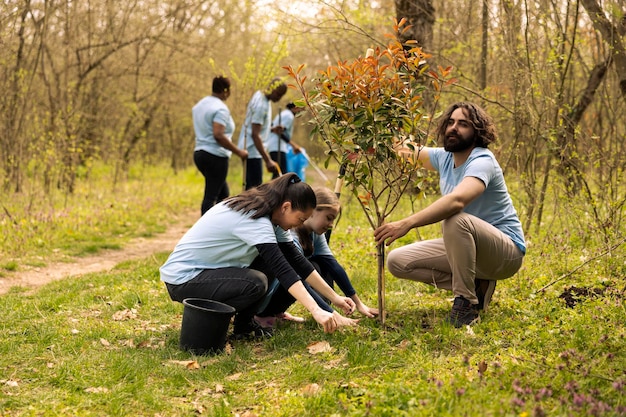 volunteers team doing community service action plant trees 482257 94005